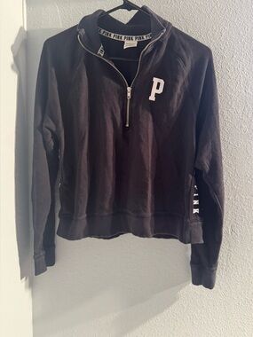 Victoria's Secret PINK Black Half-Zip Sweater